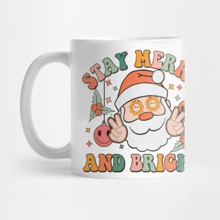 Stay Merry and Bright Retro Groovy Santa claus Christmas gift Mug